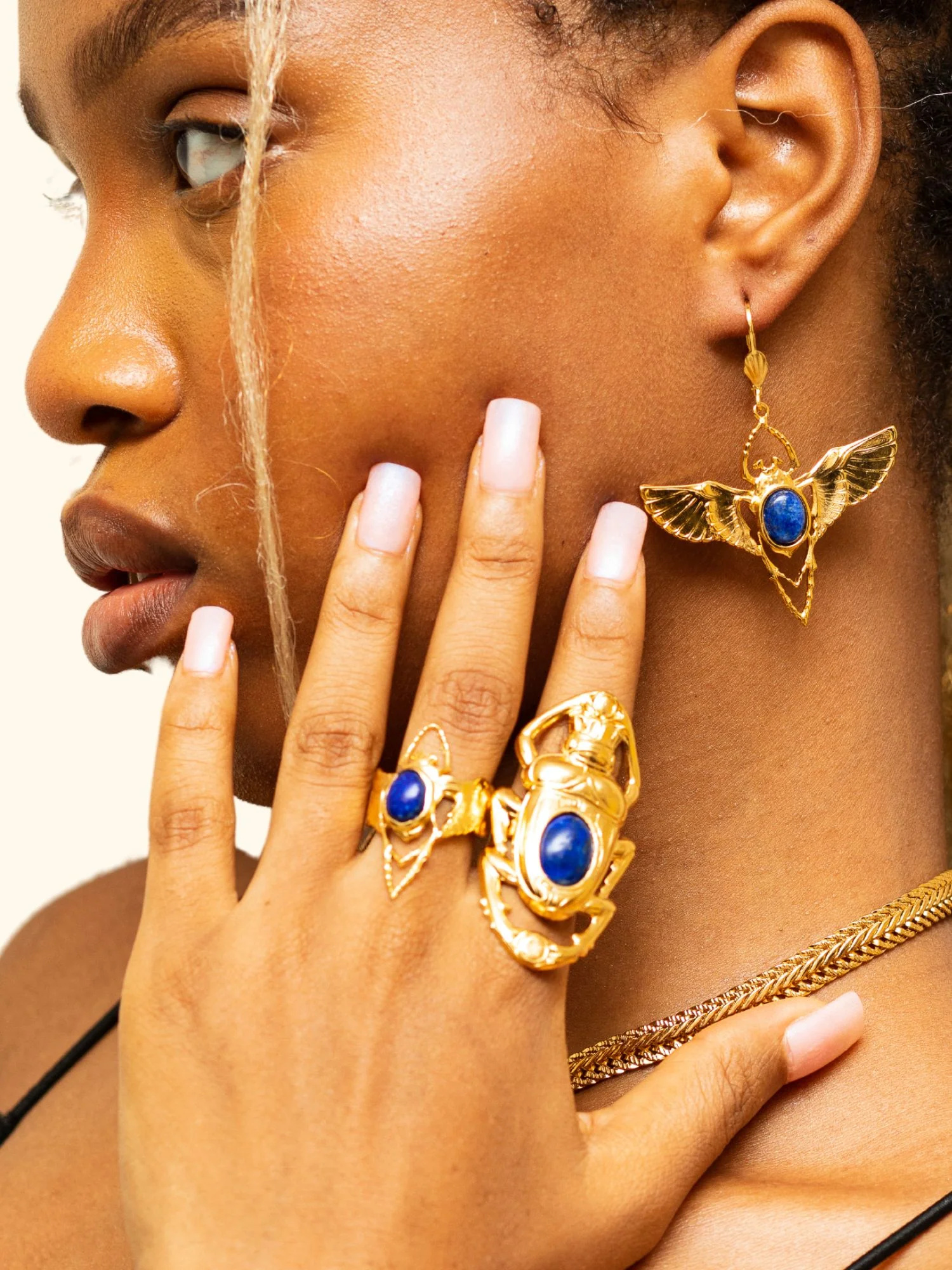 Bague Oscar Dorée Lapis Lazuli Lotta Djossou - vue 2