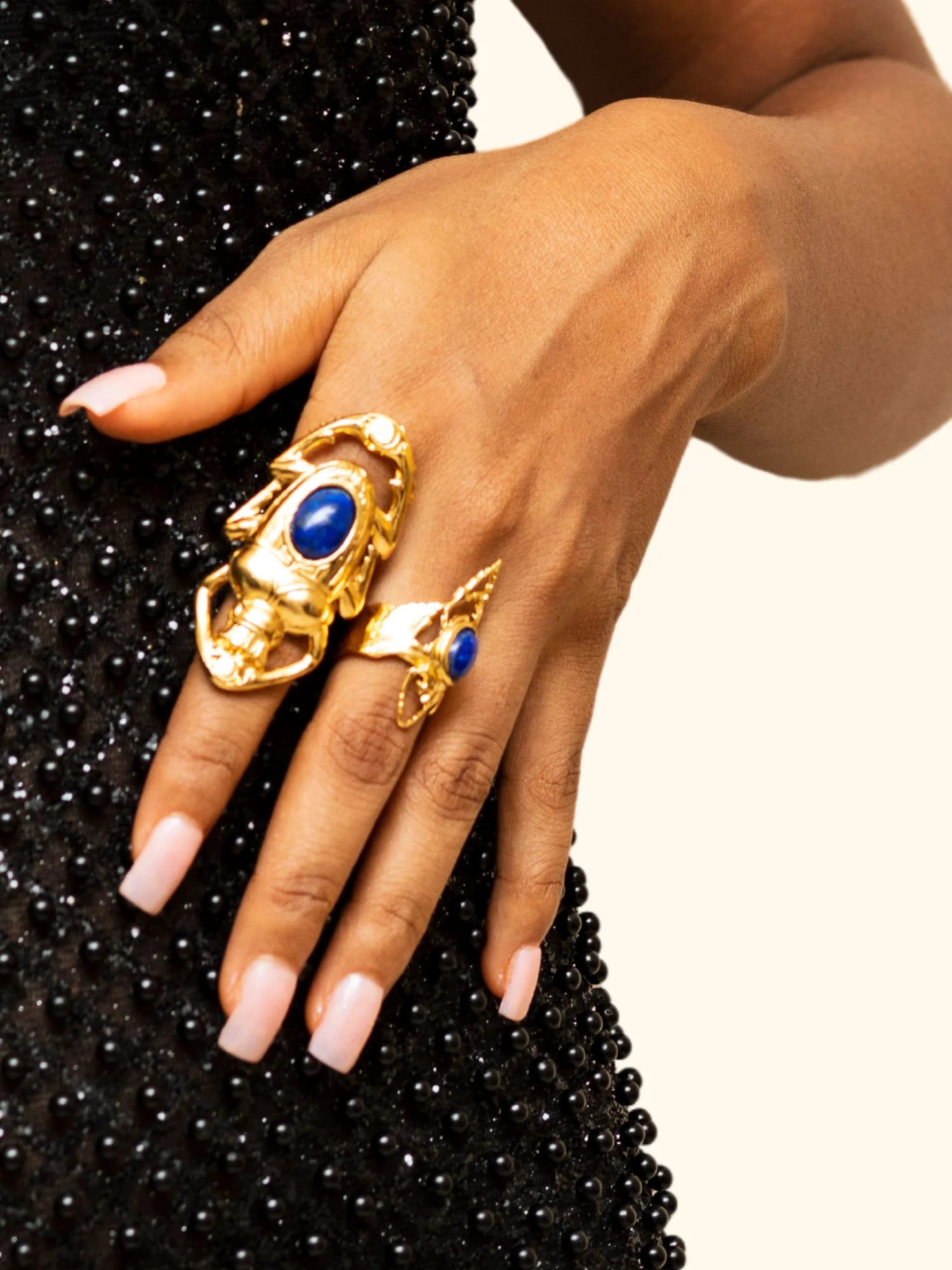 Bague Oscar Dorée Lapis Lazuli Lotta Djossou - vue 3