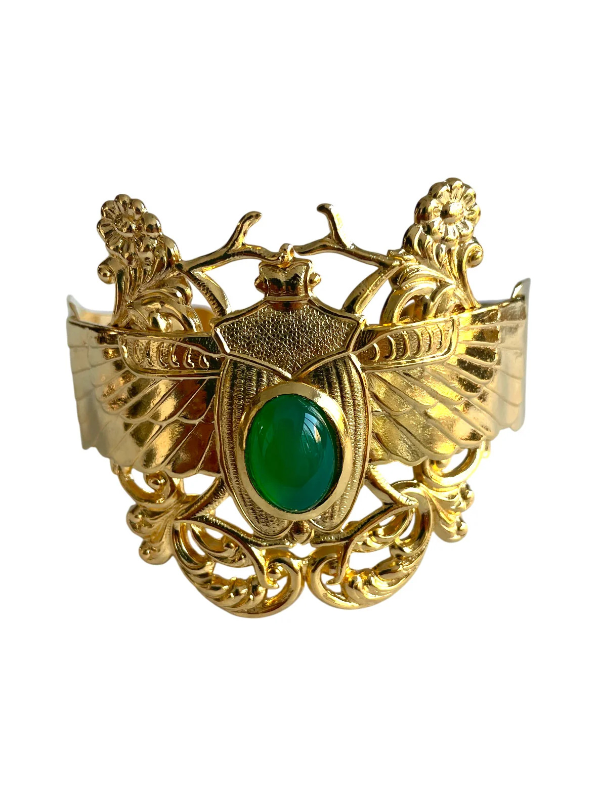 Bracelet Doré Scarabée Khé Jade Vert Lotta Djossou