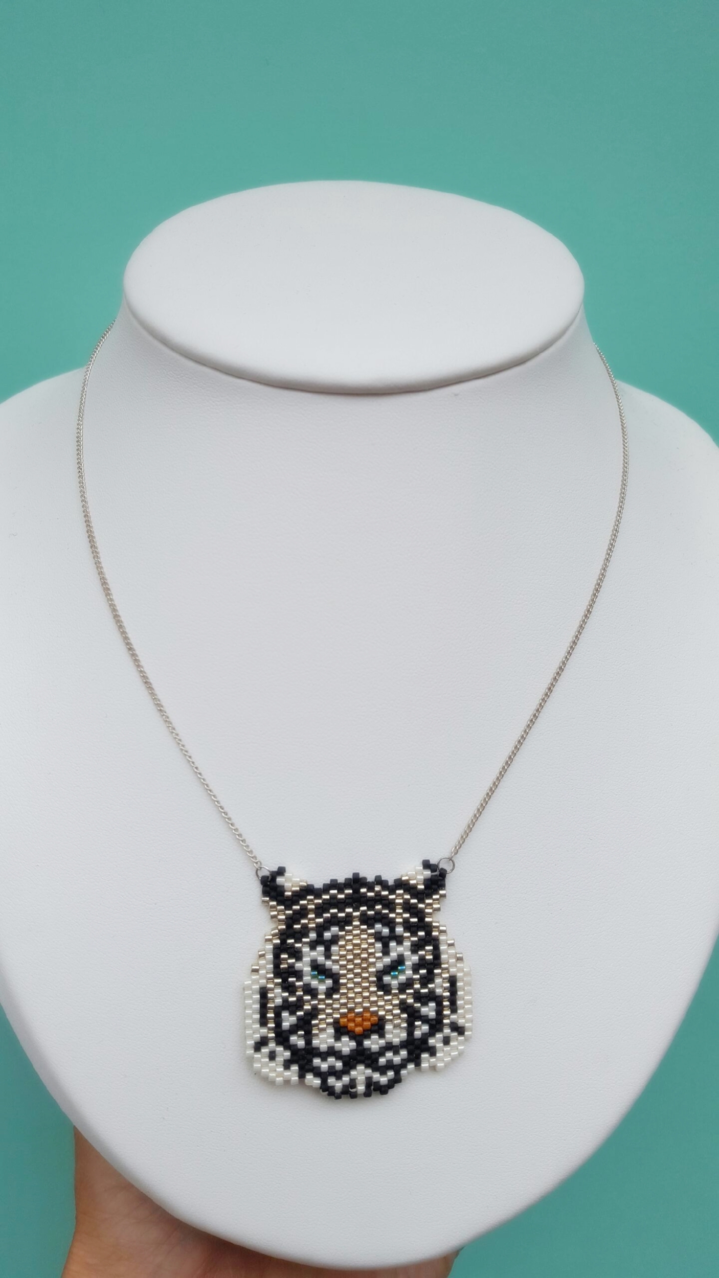 collier tigre perles de verre japonaises tissage main chaine plaqué or long 45 cm la belle simone 69 € 1