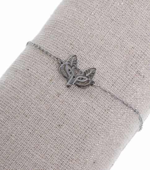 Bracelet renard argent pendentif H1.2cm L1.5cm acier inoxydable - Mile Mila