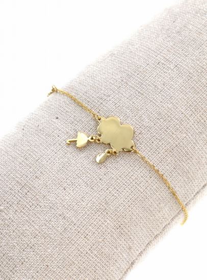 Bracelet nuage météo doré pendentif H1.8cm L1.5cm acier inoxydable - Mile Mila
