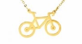 M1C010  Collier vélo doré Lg 37cm + 5cm rallonge pendentif H1.50cm L2.00cm acier inoxydable - Mile Mila 21.9 - Copie