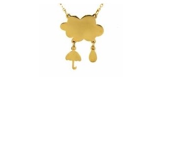 M1C140  Collier nuage météo doré Lg 37cm + 5cm rallonge pendentif H2.00cm L1.80cm acier inoxydable - Mile Mila 24.9 - Copie