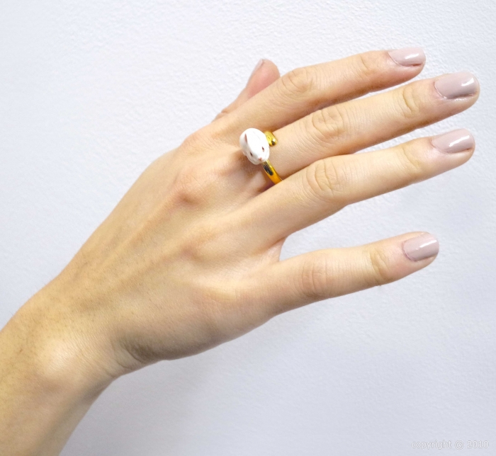 Bague ajustable lapin blanc BB26-