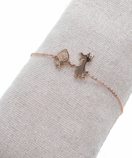 Bracelet chaperon rouge or roseH1.6cm L2.0cm acier inoxydable Milë Mila  M1C39B 20.4