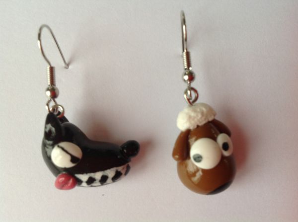 boucles d'oreilles cochon mouton attrape moi argile  polymère BELGAZOU 24