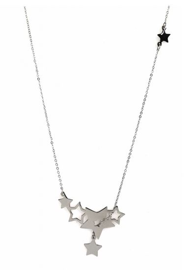 Collier 5 étoiles argent pendentif H 5.0cm l 3.4cm acier inoxydable - Mile Mila  M1C075 17.4