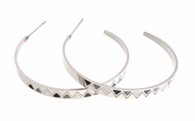 Boucles d'oreilles créoles noir multi triangles doré H 4.0cm L 3.5cm acier inoxydable Mile Mila   M5B034  16.3