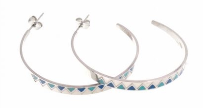 Boucles d'oreilles créoles turquoise multi triangles doré H 4.0cm L 3.5cm acier inoxydable Mile Mila   M5B034  16.3