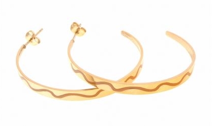 Boucles d'oreilles créoles vague jaune doré H 4.0cm L 3.5cm acier inoxydable Mile Mila  M5B036 21.0