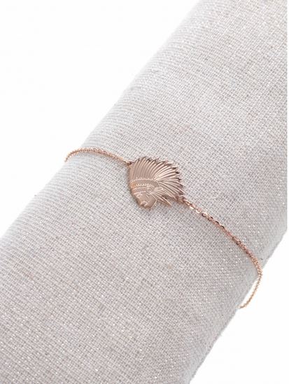 Bracelet tête profil indien acier inoxydable or rose - Mile Mila
