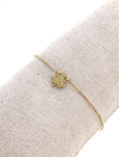 Bracelet trèfle plein acier inoxydable or rose - Mile Mila