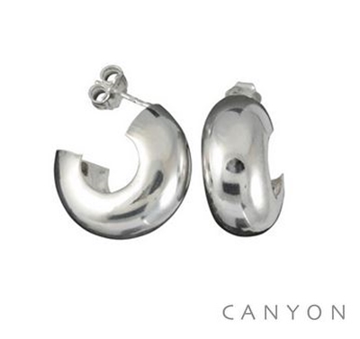 Boucles d\'oreilles créoles en argent dodue creuse grand modèle - Canyon