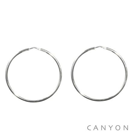 Boucles d\'oreilles créoles fines en argent Ø60mm - Canyon