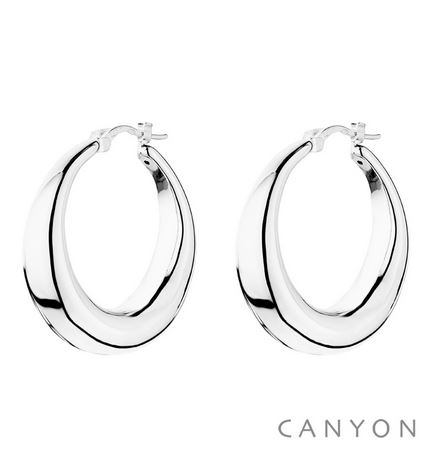 E4183 Boucles d'oreilles créoles en argent dodues Dimensions  3 cm x 0,9 cm 106€