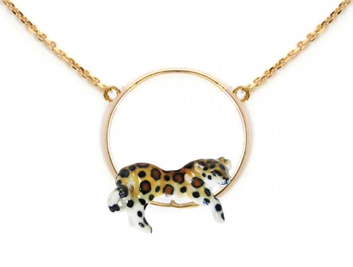 Set Bijoux Léopard - Collier Long Et Boucles D'oreilles En Alliage, Style Vintage, Pour Tenue Décontractée Ou Soirée