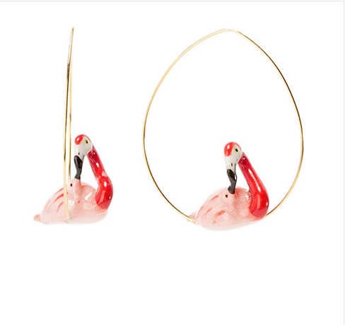 Boucles d'oreilles créoles flamant rose NACH J057 66€