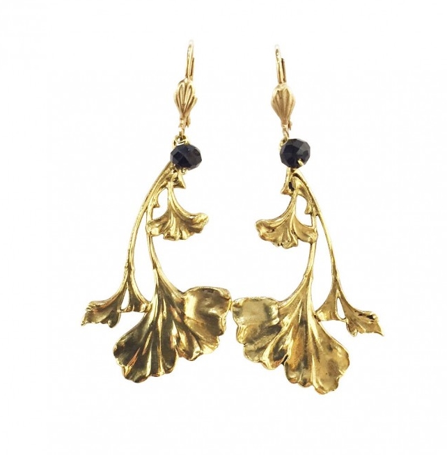 boucles d'oreilles gingko dorée Lotta Djossou 79