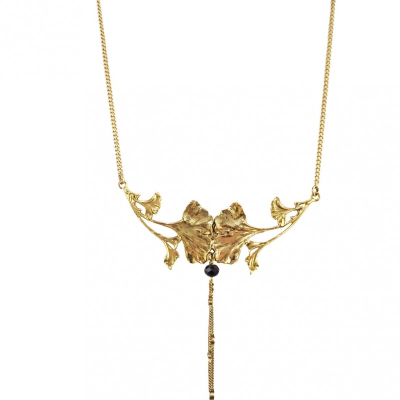 collier double ginkgo dore Lotta Djossou  115e