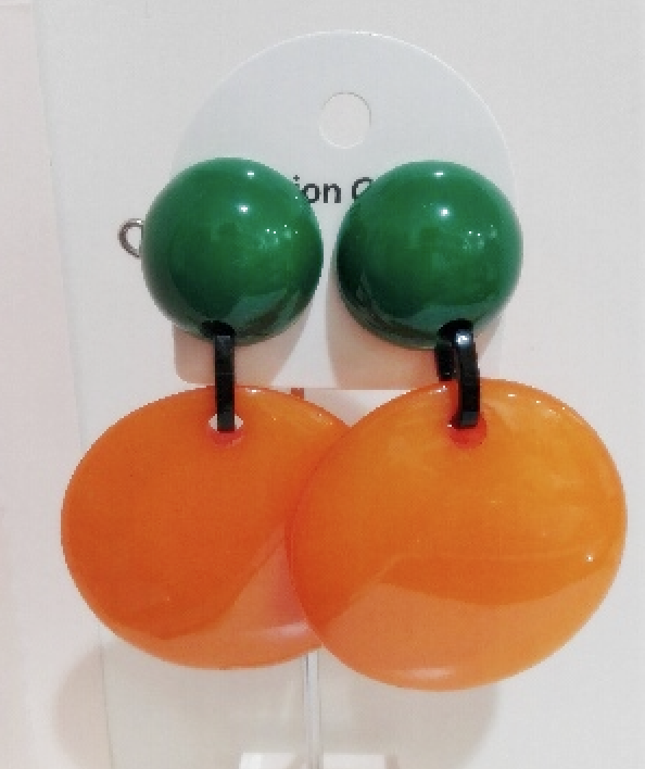 Boucles d'oreilles clips vert et orange - Marion Godart