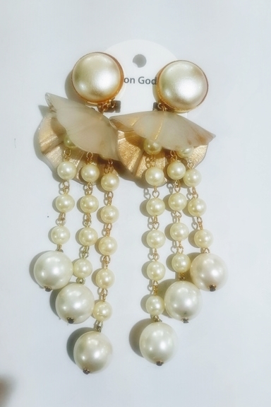 Boucles d'oreilles clips perles et éventails - Marion Godart