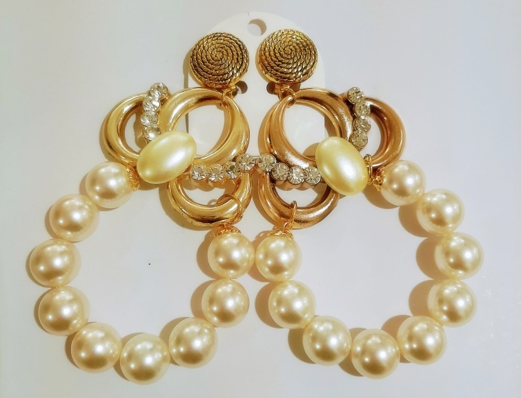 Boucles d'oreilles clips perles et strass - Marion Godart