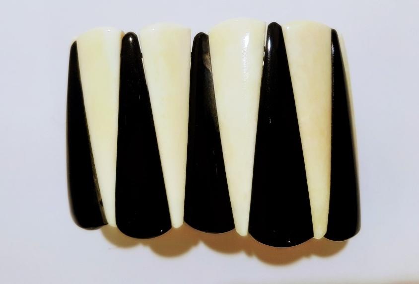 Bracelet élastiqué backgammon noir et ivoire - MaRion Godard 3