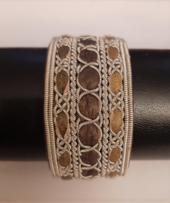 Bracelet ANCORE marron collection classic - cuir naturel de renne et fils d'argent - Hanna Wallmark 1 189 19cm