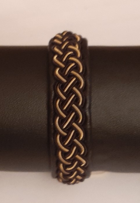 Bracelet ROKER GOLD collection gold - cuir naturel de renne et fils d'argent - Hanna Wallmark 1 169 17cm