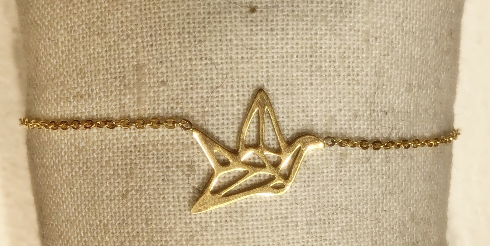 Bracelet oiseau plaqué or chaine de sécurité