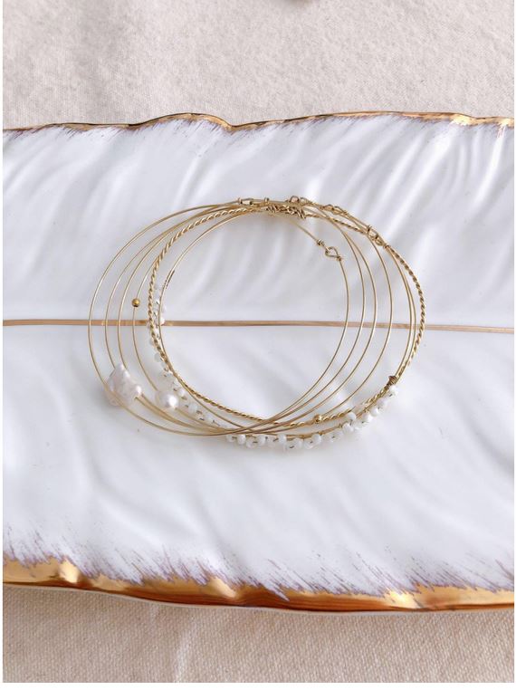 Bracelet semainier perles nacre doré acier inoxydable - Mile Mila