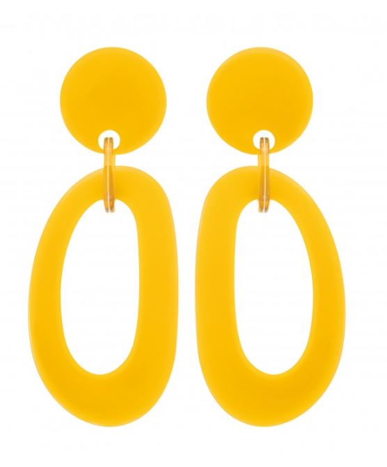 Boucles d\'oreilles clips anneau allongé jaune - Marion Godart