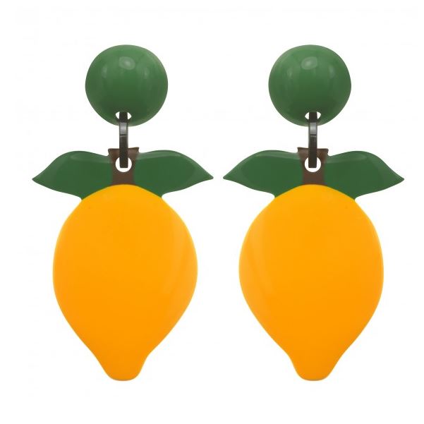 Boucles d\'oreilles clips citron vert et jaune - Marion Godart
