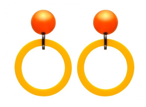 Boucles d'oreilles clips créoles orange et jaune Marion Godart