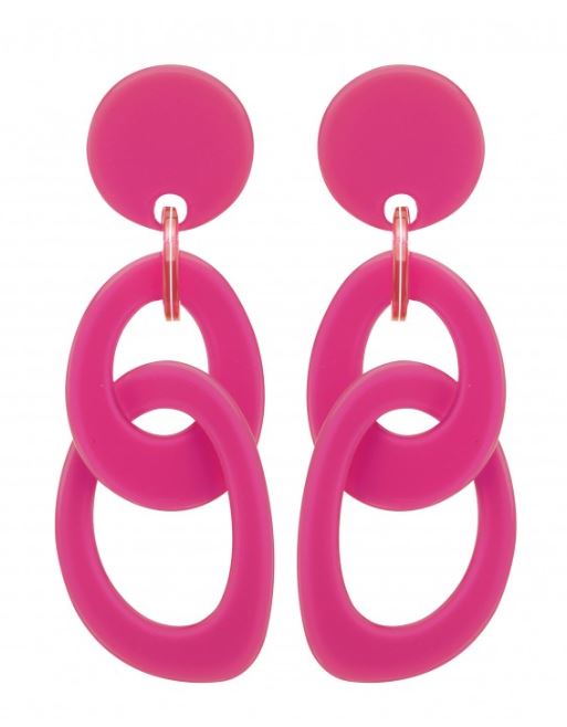Boucles d'oreilles clips double anneau rose soutenu - Marion Godart 33€