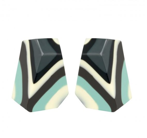 Boucles d'oreilles clips géométrique noir et gris - Marion Godard 20€