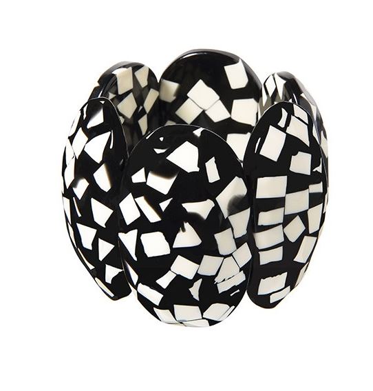 Bracelet confettis ovale ivoire résine noire - Marion Godart 51€