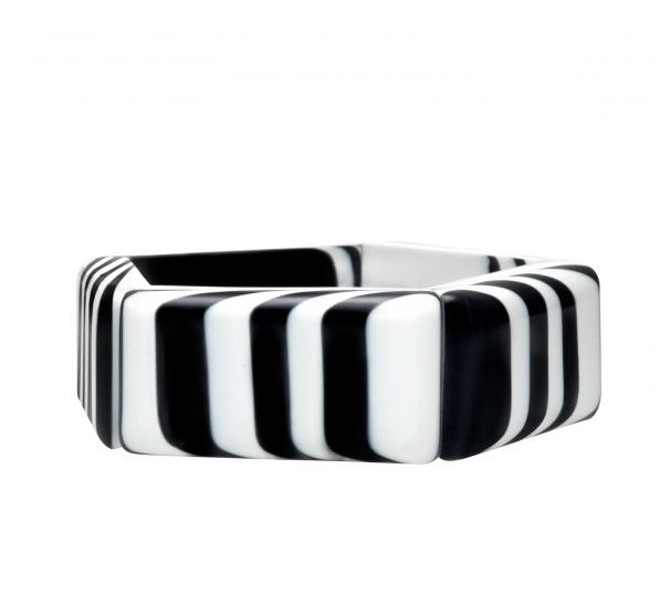 Bracelet élastiqué à rayures blanches et noires - Marion Godard