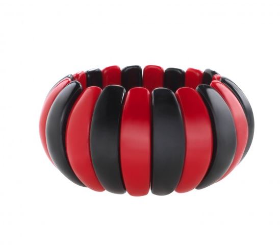 Bracelet élastiqué quartiers noir et rouge - Marion Godart