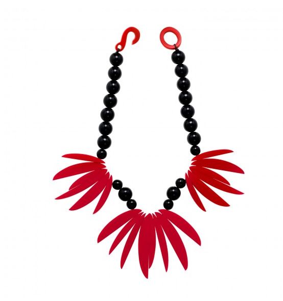 Collier feuillage noir et rouge - Marion Godard