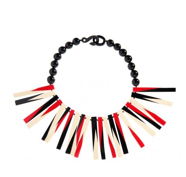 Collier rayons ivoire, noir et rouge Marion Godard 92€