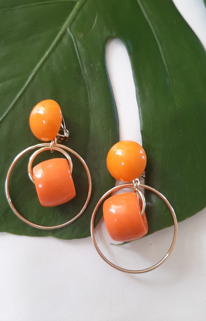 Boucles d'oreilles LAURIANNE orange clips - Francine Bramli