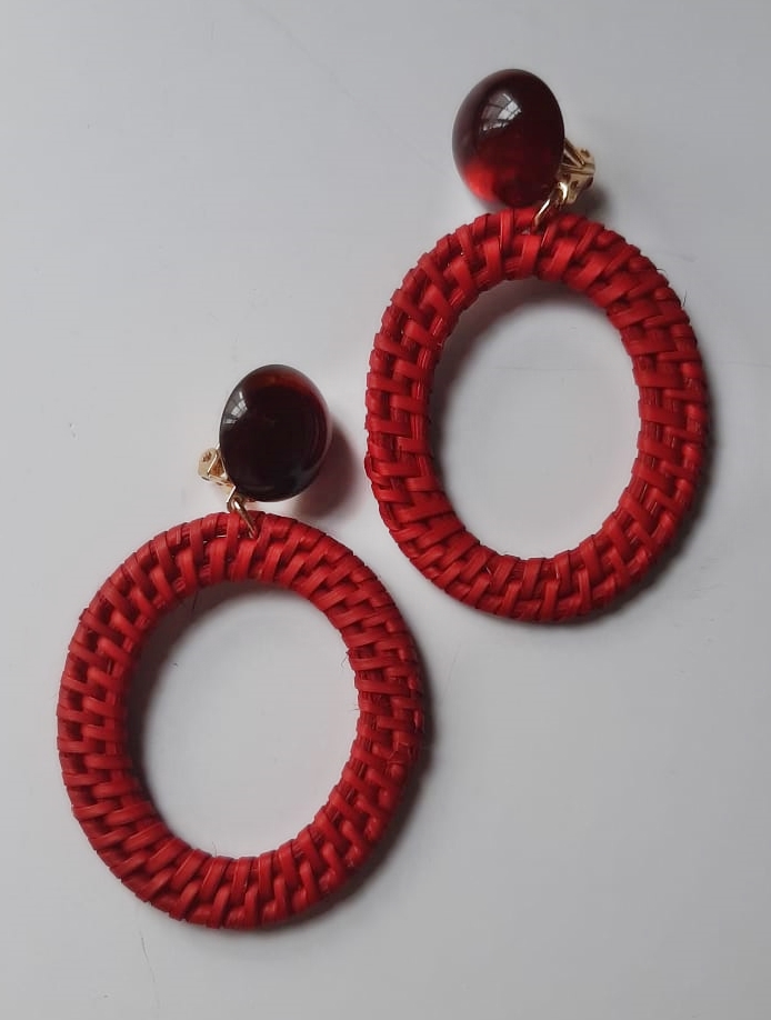Boucles d'oreilles TOURNESOL rouge clips - Francine Bramli