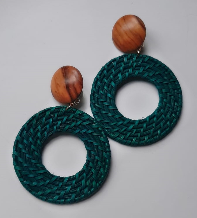 Boucles d'oreilles CASSONADE bleu-vert clips - Francine Bramli 2