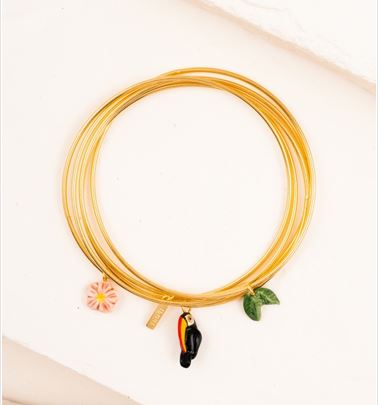 Bracelet multi brins toucan fleur et feuille - Nach