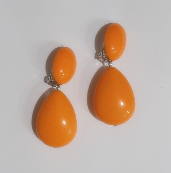 Boucles d\'oreilles CUBA orange clips - Francine Bramli