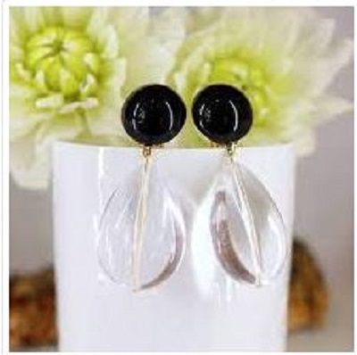 Boucles d\'oreilles CUBA noir-transparent clips - Francine Bramli