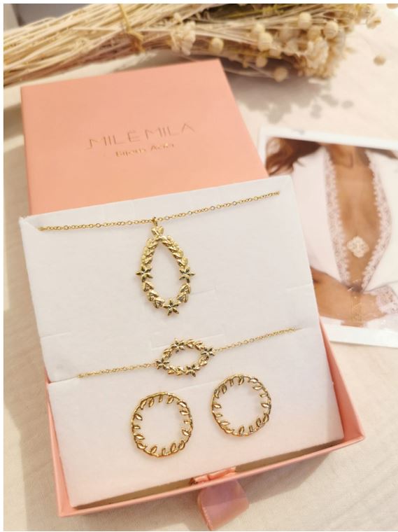 Coffret IRIS 3 bijoux acier inoxydable doré - Mile Mila