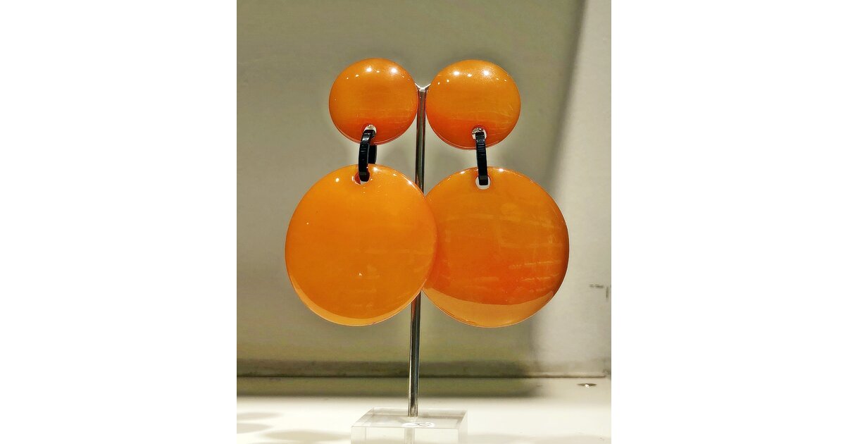 Boucles D’oreilles Clips Marion Godart – Résine Et Rotin, Référence 634, état Neuf